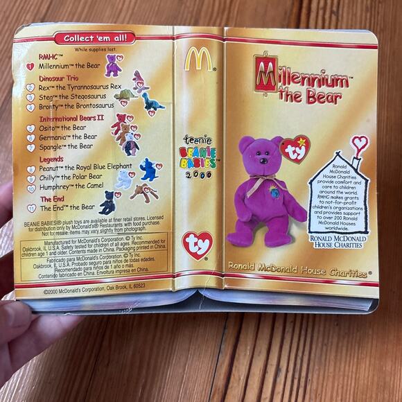 TY McDonalds Teenie Beanie Baby Millennium the Bear (2000) plush toy - Picture 4 of 6